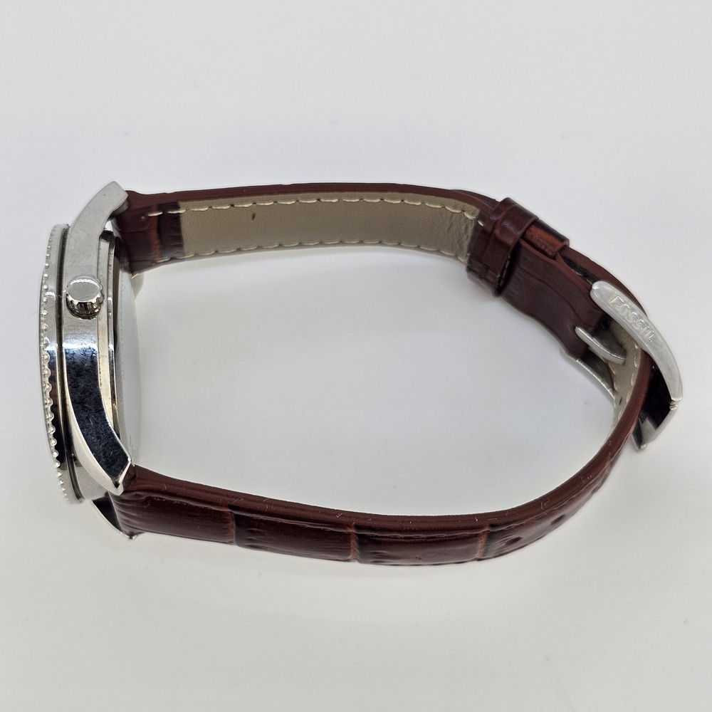 Fossil Women's Watch 38MM White Dial DayDate NEW Brown Leather Bands NEW Battery - Picture 10 of 14